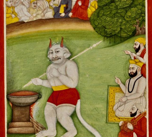 19th century janam sakhi, guru nanak meets kauda the cannibal