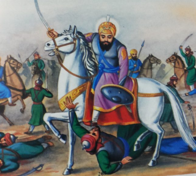 guru hargobind sahib with his sikhs defeating the moghuls