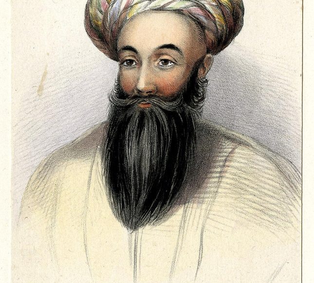 lithograph of shah shujah in 1843
